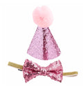 2Pcs/set Pet Dogs Caps With Bowknot Cat Dog Birthday Costume Sequin Design Headwear Cap Hat Christmas Party Pets Accessories