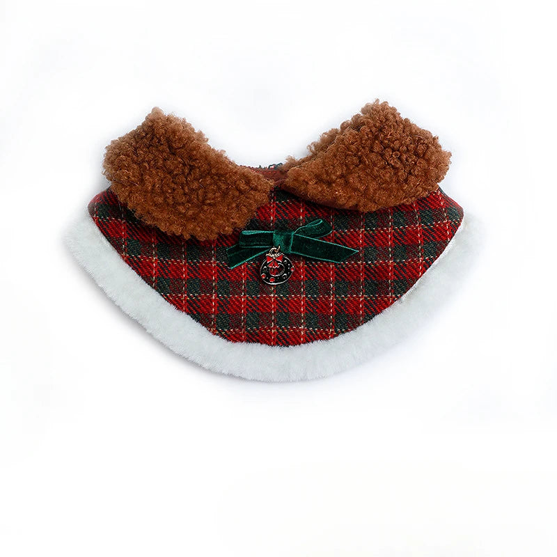 Pet Christmas Hat Collar Bib Dog Accessories Coat Dress Up Scarf Lamb Wool Pet Christmas Hats Scarfs Neck Puppy Accessories