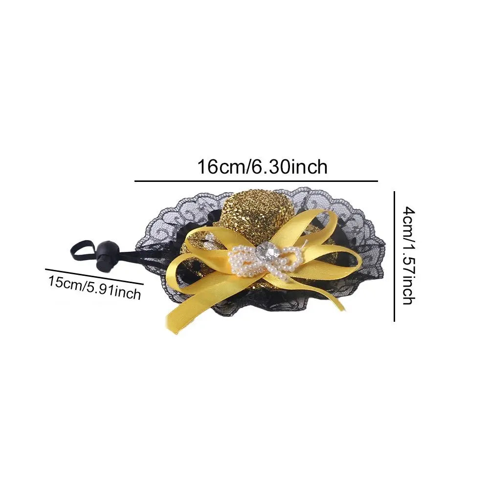Pet Accessories Adjustable Pet Halloween Hat British Style Elastic Band Cat Cosplay Hat Sequin Pet Decorative Hat Pet Party