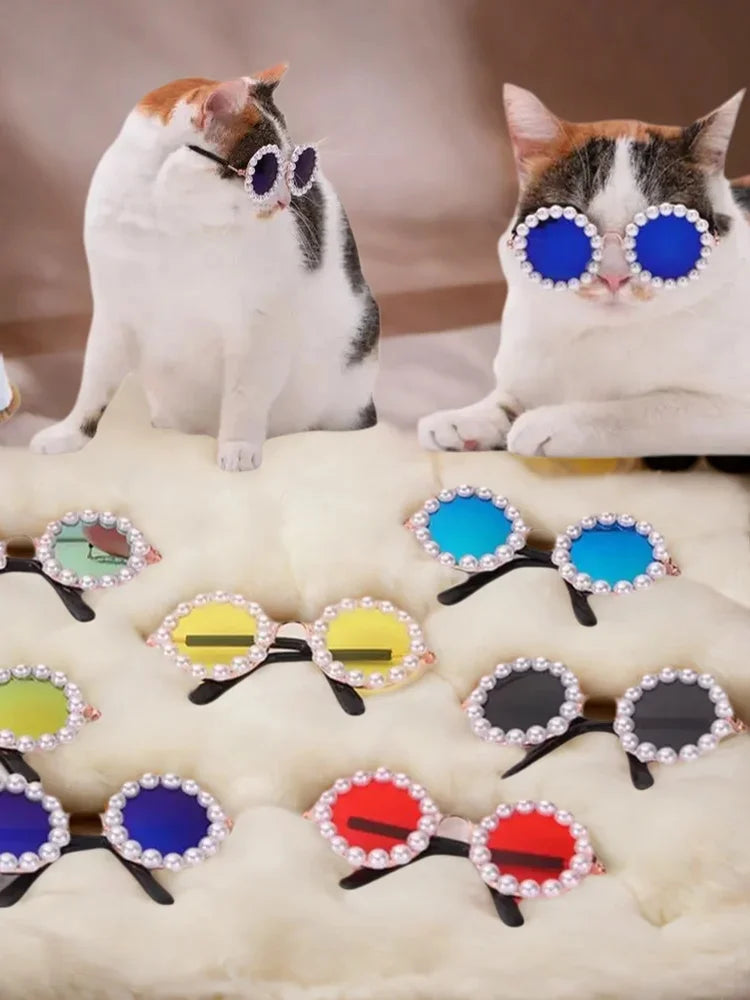 Pet Accessories with Artificial Pearls Pet Glasses Pet Sunglasses with Faux Pearls Decoration for Cats Dogs for Festivals
