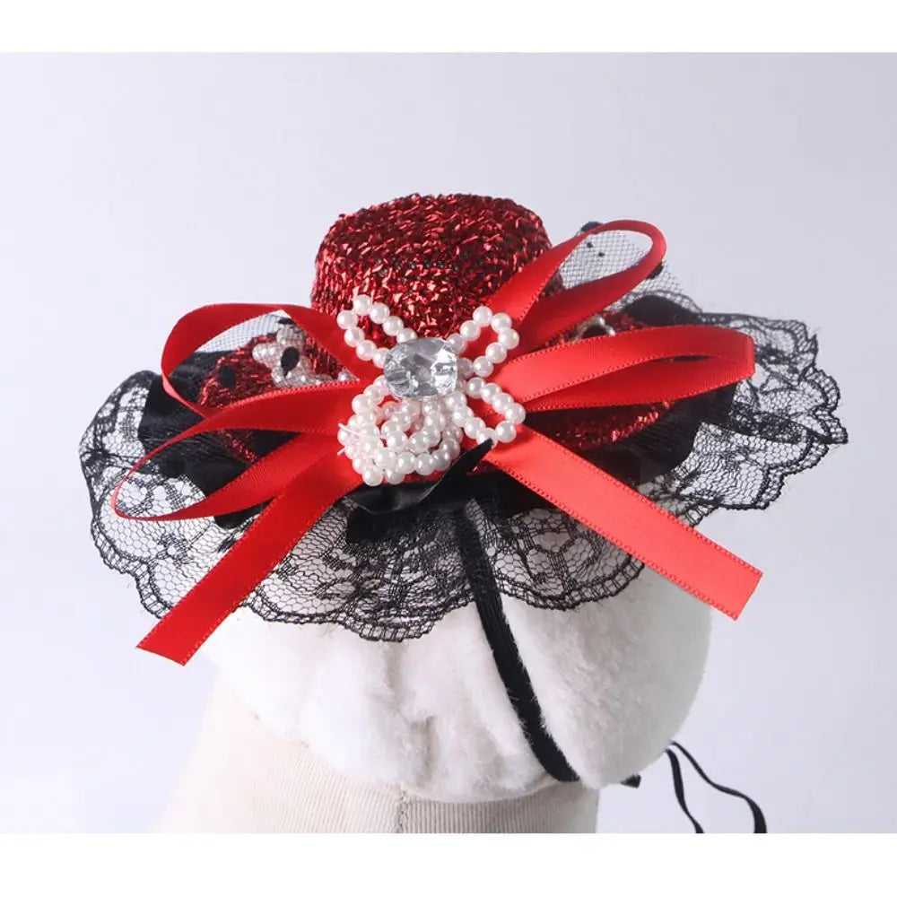 Pet Accessories Adjustable Pet Halloween Hat British Style Elastic Band Cat Cosplay Hat Sequin Pet Decorative Hat Pet Party