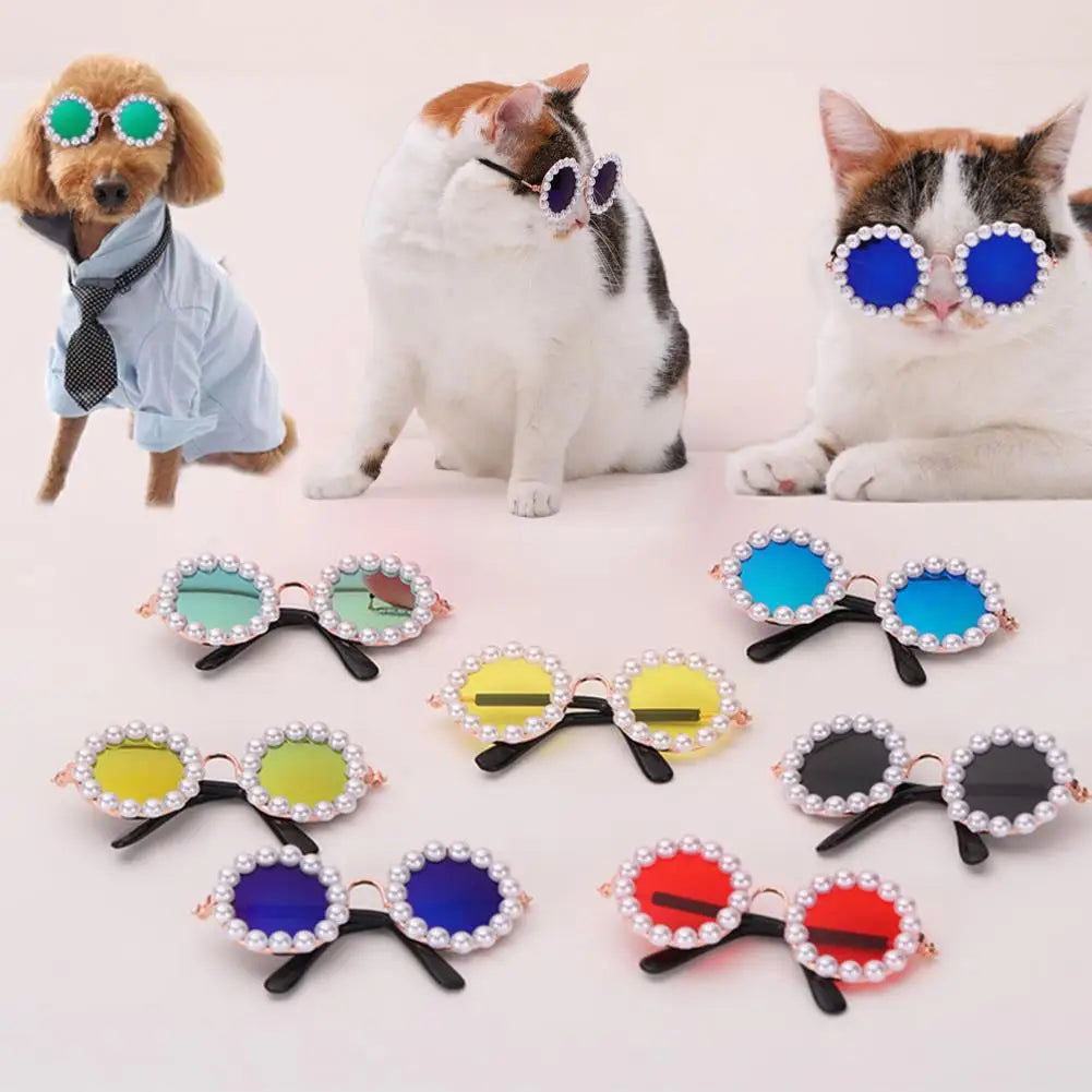 Pet Accessories with Artificial Pearls Pet Glasses Pet Sunglasses with Faux Pearls Decoration for Cats Dogs for Festivals