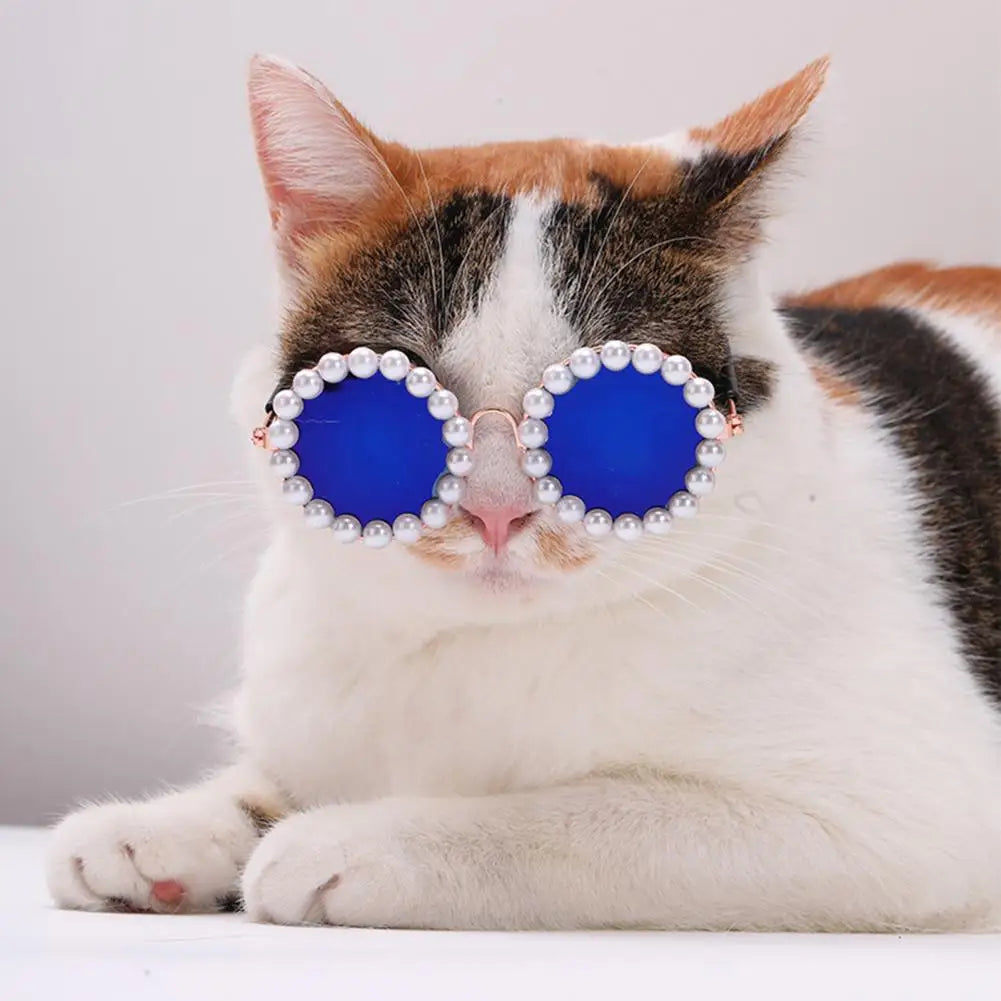 Pet Accessories with Artificial Pearls Pet Glasses Pet Sunglasses with Faux Pearls Decoration for Cats Dogs for Festivals