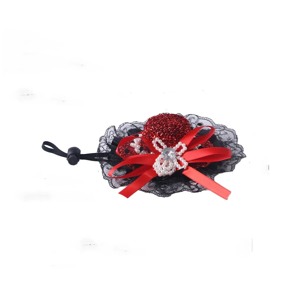 Pet Accessories Adjustable Pet Halloween Hat British Style Elastic Band Cat Cosplay Hat Sequin Pet Decorative Hat Pet Party
