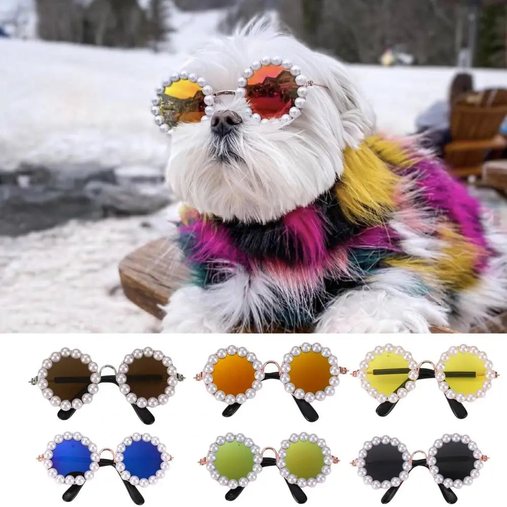 Pet Accessories with Artificial Pearls Pet Glasses Pet Sunglasses with Faux Pearls Decoration for Cats Dogs for Festivals