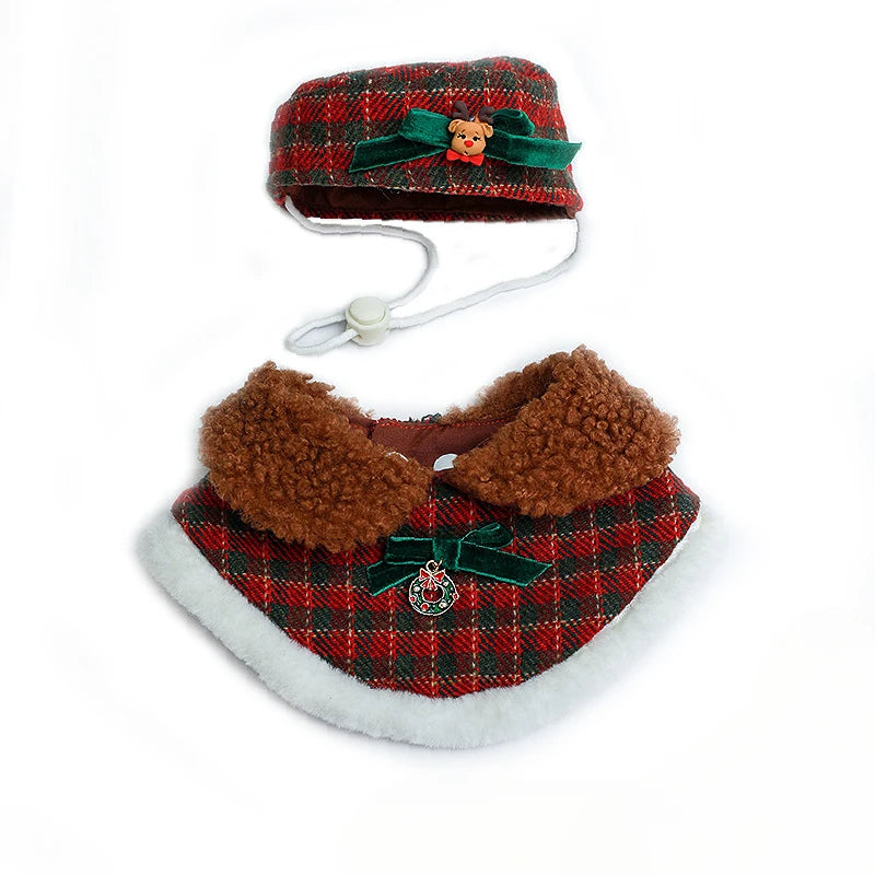 Pet Christmas Hat Collar Bib Dog Accessories Coat Dress Up Scarf Lamb Wool Pet Christmas Hats Scarfs Neck Puppy Accessories