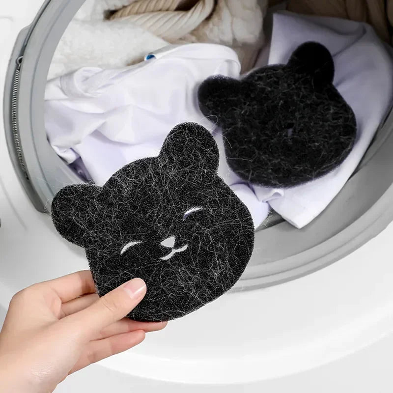 2Pcs Reusable Clothes Sofa Cat Dog Hair Cleaning Sponge Pet Hair Remover Bear Shape Laundry Ball Washing Machine Lint Catcher